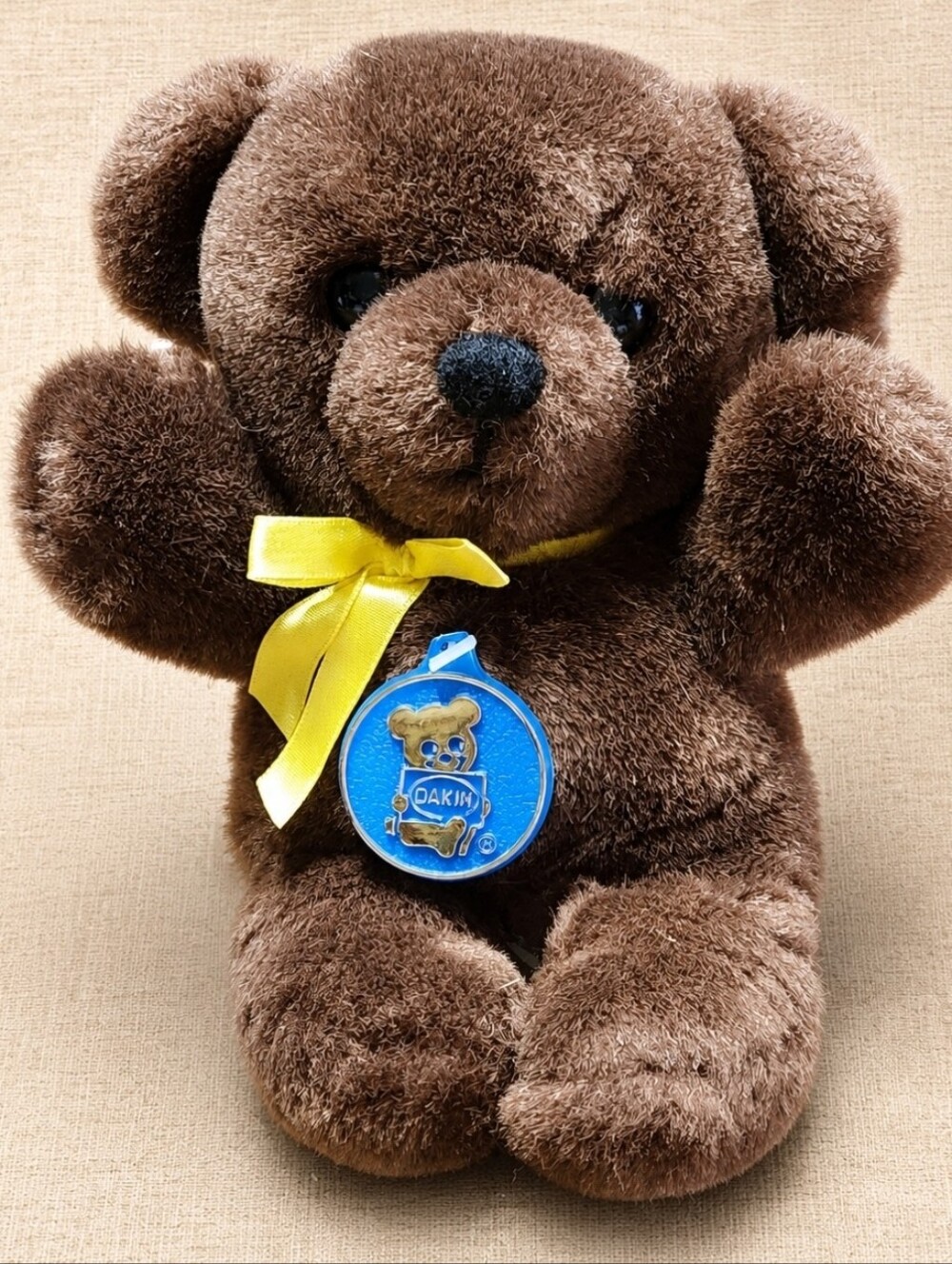 🐻 VTG 1985 Dakin Brown Teddy Bear 8" Plush Made in Korea Original Blue Medal